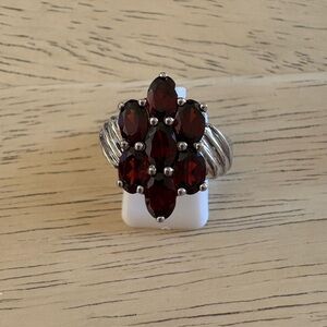 Elegant Silver and Red Gemstone Ring